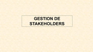 GESTION DE
STAKEHOLDERS
 