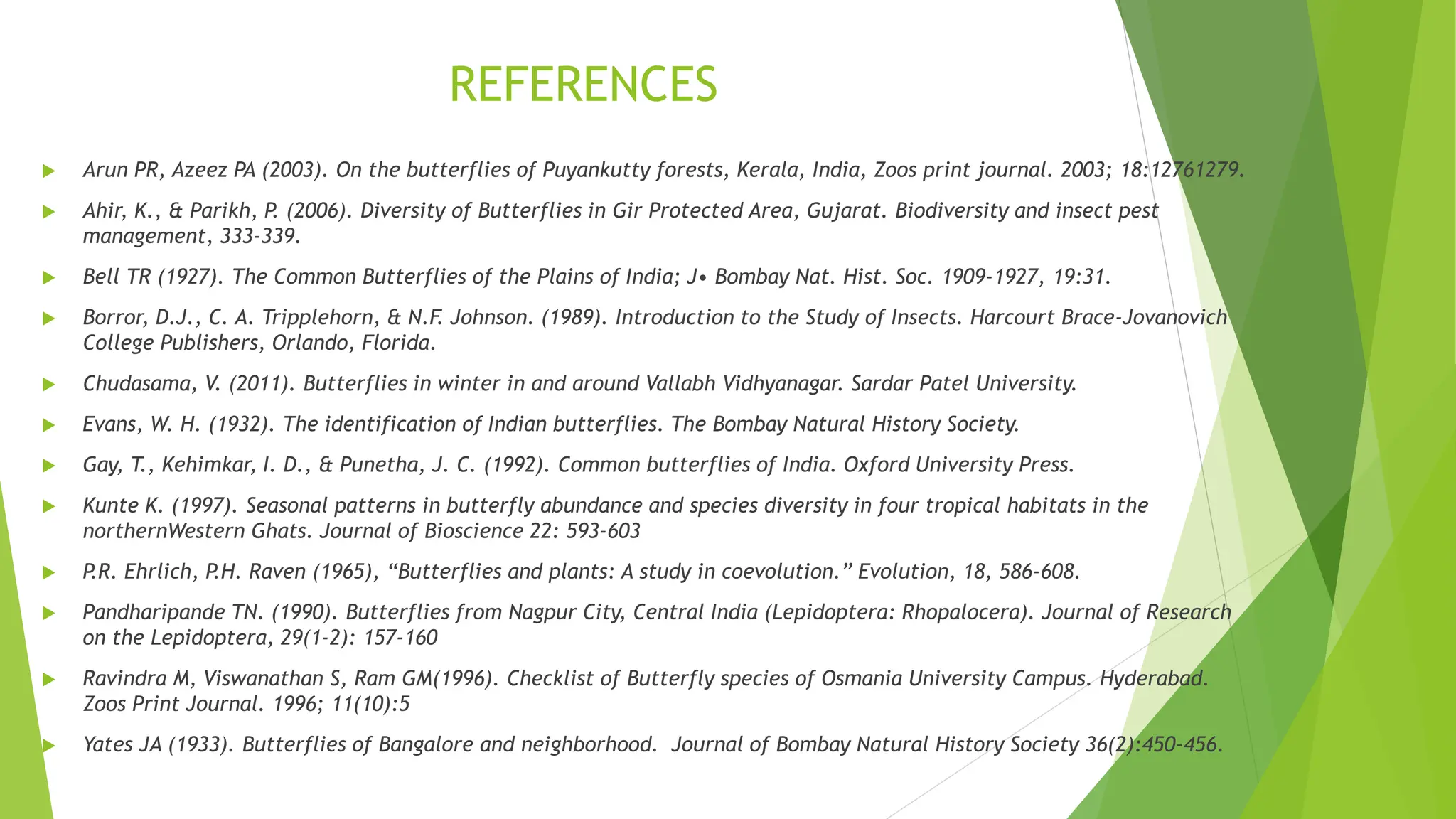 PPT DIVERSITY AND ABUNDANCE OF BUTTERFLIES IN THATTEKKAD BUTTERFLY PARK ...