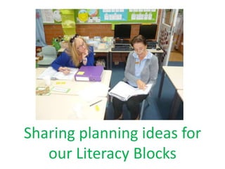 Sharing planning ideas for 
our Literacy Blocks 
 