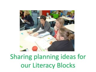 Sharing planning ideas for 
our Literacy Blocks 
 
