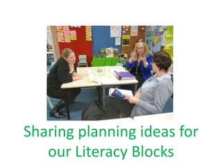 Sharing planning ideas for 
our Literacy Blocks 
 
