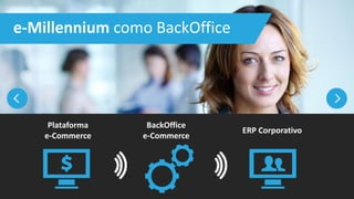 e-Millennium como BackOffice
Plataforma
e-Commerce
BackOffice
e-Commerce
ERP Corporativo
 