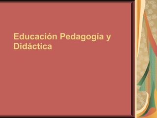Educación Pedagogía y Didáctica   