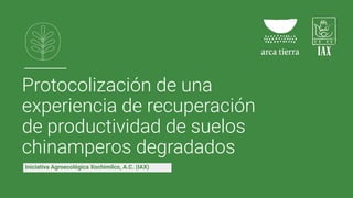 Protocolización de una
experiencia de recuperación
de productividad de suelos
chinamperos degradados
Iniciativa Agroecológica Xochimilco, A.C. (IAX)
 
