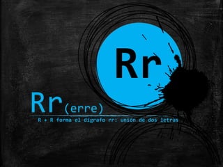 Rr
Rr(erre)
Dígrafo r + r: unión de dos letras
Doble erre, erre doble
 