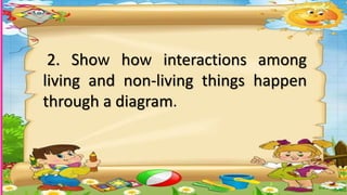 2. Show how interactions among
living and non-living things happen
through a diagram.
 