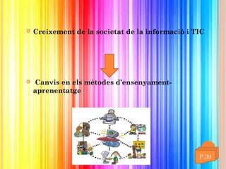 

Creixement de la societat de la informació i TIC



Canvis en els mètodes d’ensenyamentaprenentatge

 