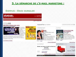 3. LA   DÉMARCHE DE L’E-MAIL MARKETING   :

EXEMPLES : ENVOI   JOURNALIER
 