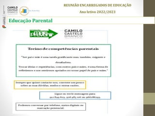 Educação Parental
REUNIÃO ENCARREGADOS DE EDUCAÇÃO
Ano letivo 2022/2023
 