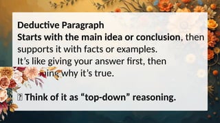 FIRST WEEK ENGLISH 6 "DEDUDTIVE -INDUCTIVE PARAGRAPH , TONE AND MODE ...