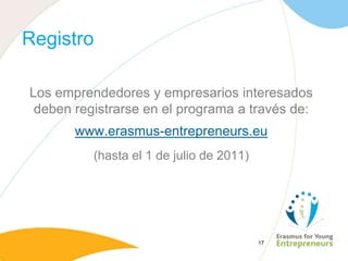 Apoyo in situ de la organización intermediaria del país destino;