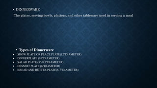 Service Ware Definition tools and equiptment used in food and beverages services | PPTX