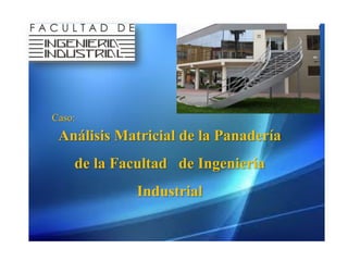 Caso:

Análisis Matricial de la Panadería
de la Facultad de Ingeniería
Industrial

 