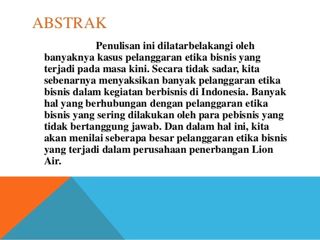 Kasus etika bisnis di indonesia