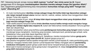 P#7. Sekarang banyak remaja merasa lebih nyaman "curhat" dan minta saran ke AI. Kapan
penggunaan AI ini dianggap membahayakan identitas mereka sebagai Imago Dei (gambar Allah)?
Dan, bagaimana gereja/pembimbing bisa menyediakan komunitas remaja yang lebih "hangat dan
nyata" dibanding AI?
1. AI mulai membahayakan identitas remaja sebagai Imago Dei ketika tidak lagi diposisikan sebagai
alat, tetapi menjadi tempat utama mencari nilai diri, nasihat, validasi, bahkan bisa menggantikan relasi
dengan Tuhan dan sesama
2. AI memang tersedia 24 jam, tetapi AI tetap tidak dapat menggantikan relasi yang diciptakan Allah
bagi manusia sebagai Imago Dei.
3. Tidak sedikit peserta menyoroti bahwa krisis identitas muncul ketika remaja mulai mengukur harga
dirinya dari validasi digital atau respons AI, bukan dari fakta bahwa mereka diciptakan menurut gambar
Allah dan dikasihi-Nya.
4. Peserta menawarkan solusi yang berfokus pada pembangunan komunitas yang hangat melalui budaya
mendengar tanpa menghakimi, mentoring yang konsisten, kelompok kecil, pendampingan pribadi, serta
keteladanan hidup yang tidak dapat digantikan oleh AI.
5. Peserta tidak memilih pendekatan melarang AI. Sebaliknya, mereka menekankan bahwa gereja perlu
menghadirkan sesuatu yang tidak dimiliki AI. Apakah gereja punya itu?
6. Ada peserta mengatakan bahwa apabila remaja lebih memilih curhat kepada AI, maka pembimbing perlu
bertanya: mengapa mereka tidak nyaman curhat kepada kita? Beliau mengajak seluruh pembimbing
melakukan introspeksi apakah gereja sudah benar-benar menjadi tempat yang aman bagi remaja.
7. Berat saat ini karena tantangan utama gereja bukan mengalahkan AI, tetapi menghadirkan komunitas
yang lebih manusiawi daripada AI.
 