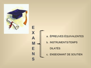 ÉPREUVES ÉQUIVALENTES INSTRUMENTS/TEMPS DILATÉS ENSEIGNANT DE SOUTIEN 