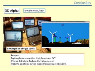 Conclusões3D Alpha1º Ciclo: Animação 3DFases: Elaboração de textos nas áreas curricularesGuionizaçãoModelação 3D, Animação e Edição.