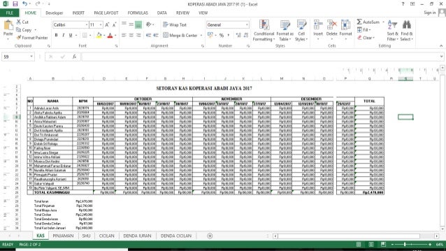 Ppt Excel Laporan Keuangan Koperasi Kelas Koperasi Abadi Jaya