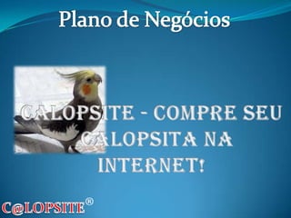 Plano de Negócios Calopsite- compre seu  Calopsita na Internet! C@LOPSITE® 