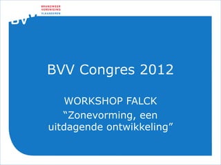BVV Congres 2012

   WORKSHOP FALCK
   “Zonevorming, een
uitdagende ontwikkeling”
 