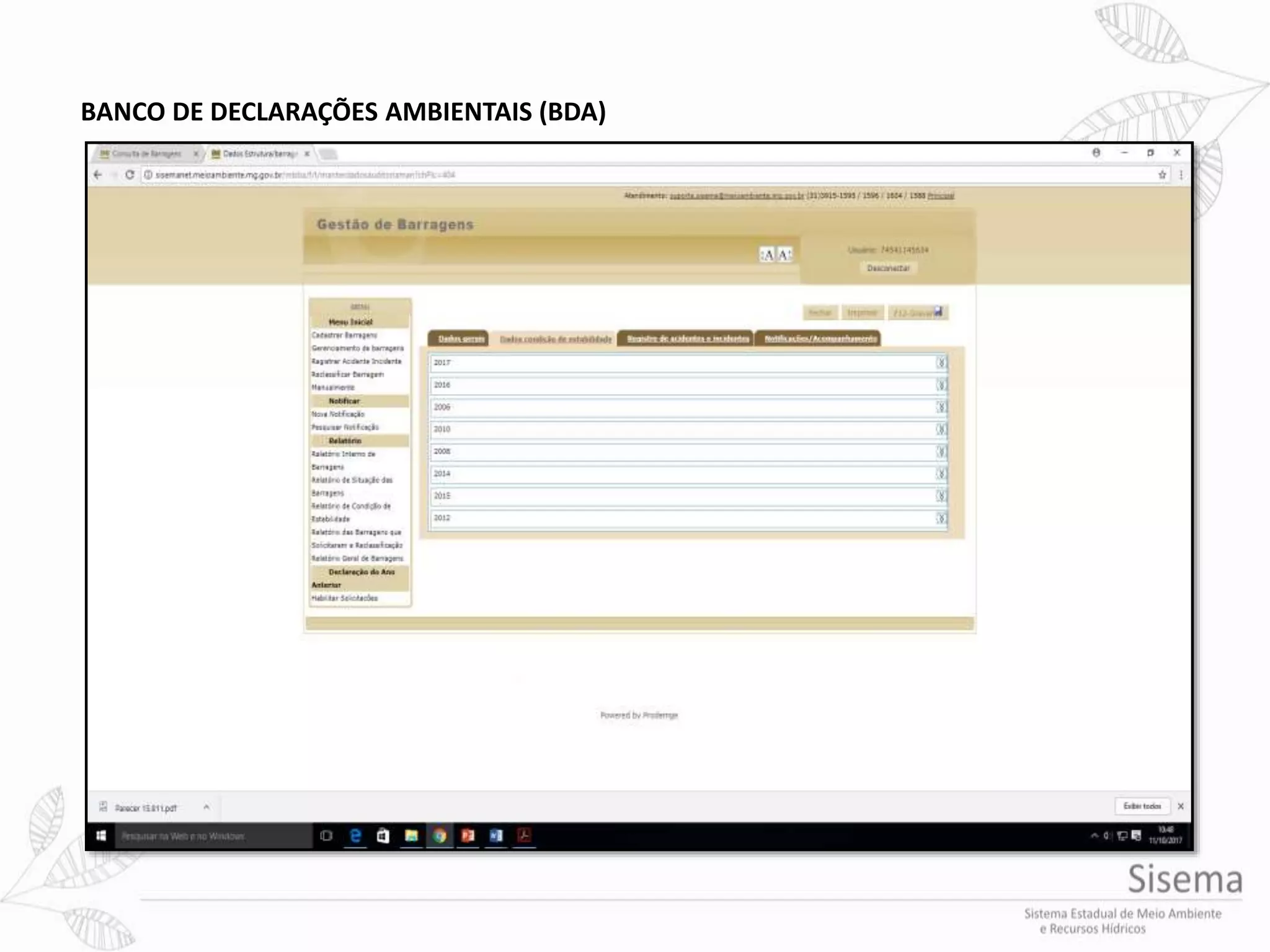 BANCO DE DECLARAÇÕES AMBIENTAIS (BDA)
 