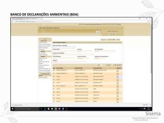 BANCO DE DECLARAÇÕES AMBIENTAIS (BDA)
 