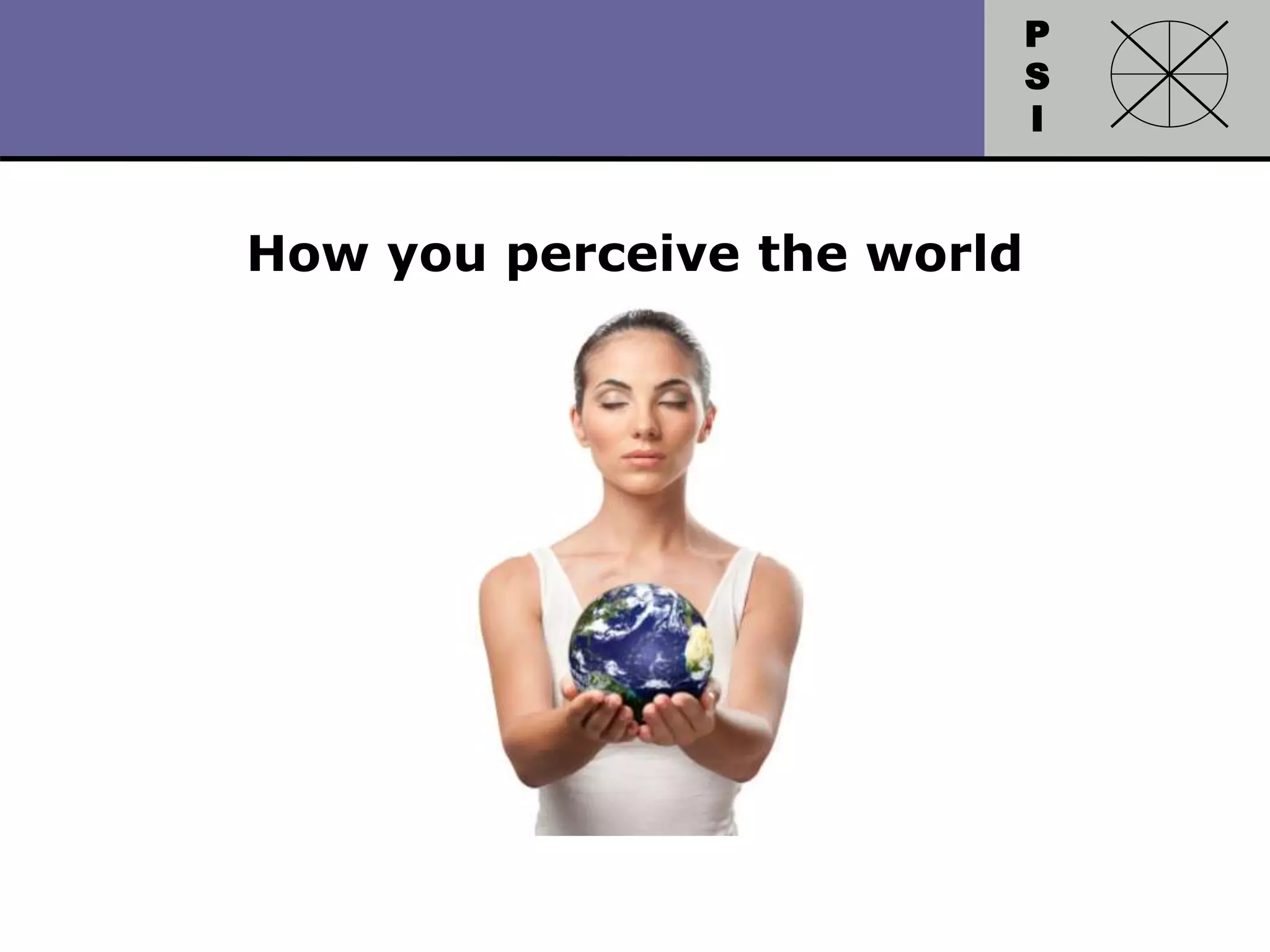 P
S
I
Copyright 2010 by HRDQ. All rights reserved.
Not for resale. www.hrdq.com
How you perceive the world
 