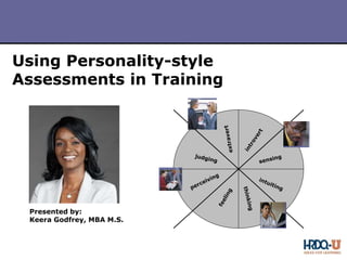 P
S
I
Copyright 2010 by HRDQ. All rights reserved.
Not for resale. www.hrdq.com
Presented by:
Keera Godfrey, MBA M.S.
Using Personality-style
Assessments in Training
 