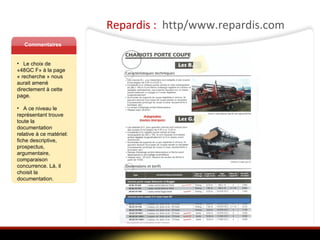 Repardis :  http/www.repardis.com Commentaires Le choix de «48GC F» à la page « recherche » nous aurait amené directement à cette page. A ce niveau le représentant trouve toute la documentation relative à ce matériel: fiche descriptive, prospectus, argumentaire, comparaison concurrence. Là, il choisit la documentation. 