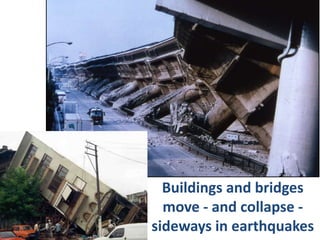 Buildings and bridges
move - and collapse -
sideways in earthquakes
 