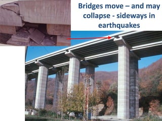 Bridges move – and may
collapse - sideways in
earthquakes
 