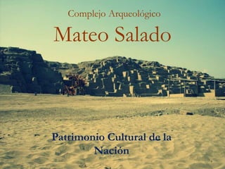 Complejo Arqueológico

Mateo Salado



Patrimonio Cultural de la
        Nación
 
