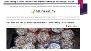 Online Training of Master Trainers on Fats and Oilseed Products Processing-03.07.2021
 