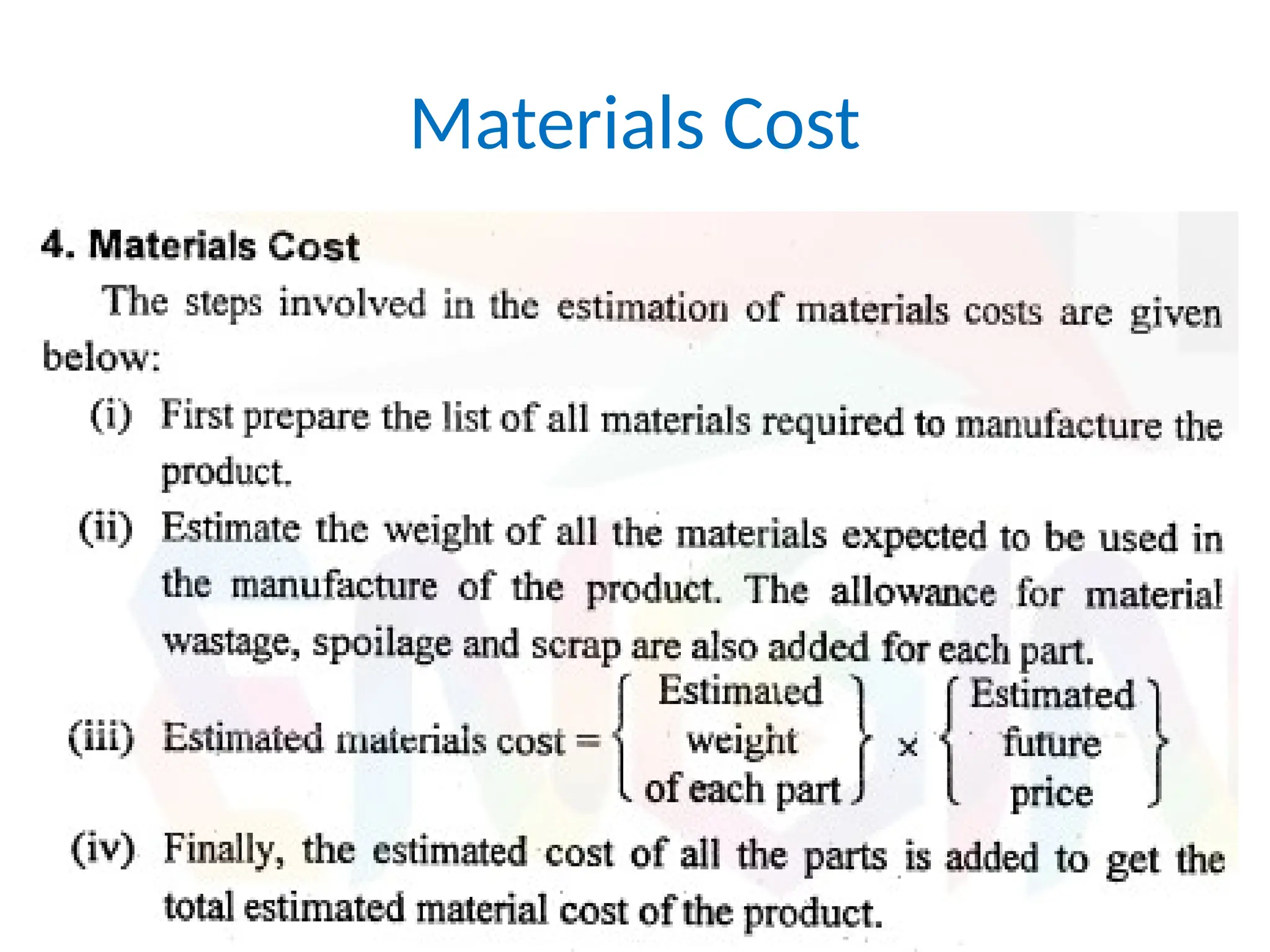 Materials Cost
 