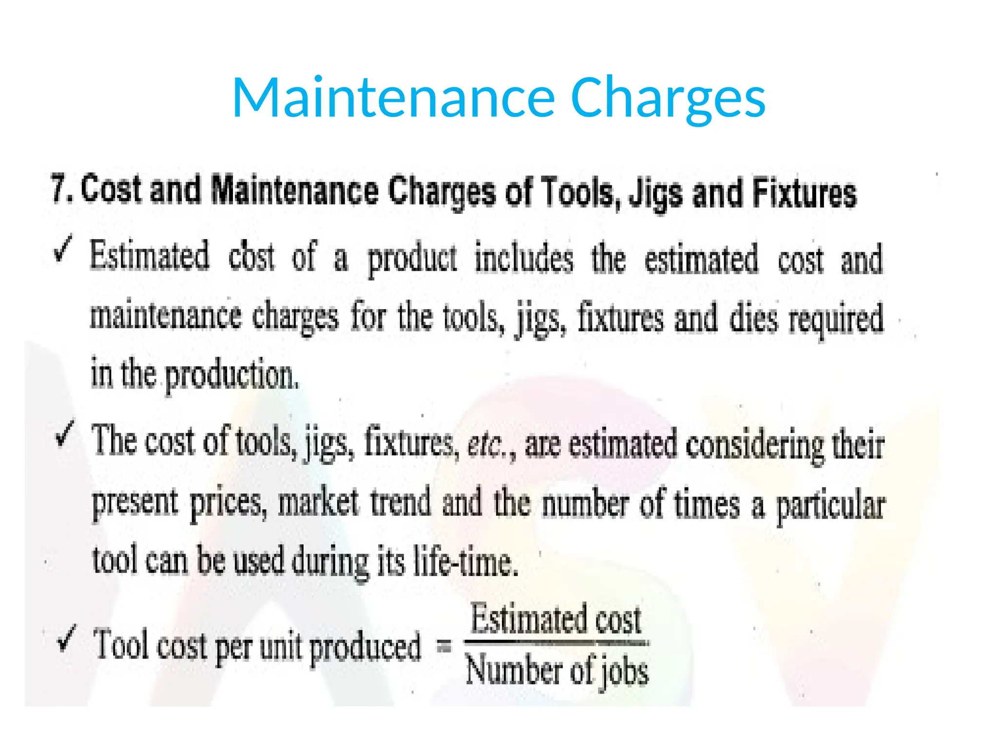 Maintenance Charges
 