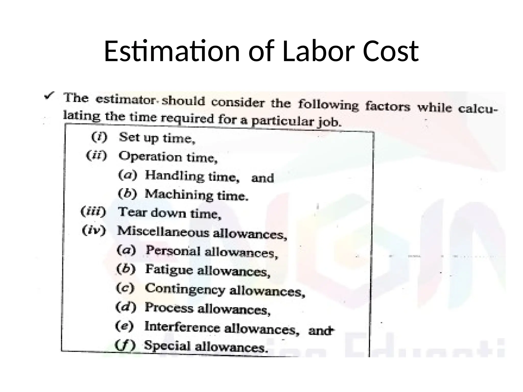 Estimation of Labor Cost
 