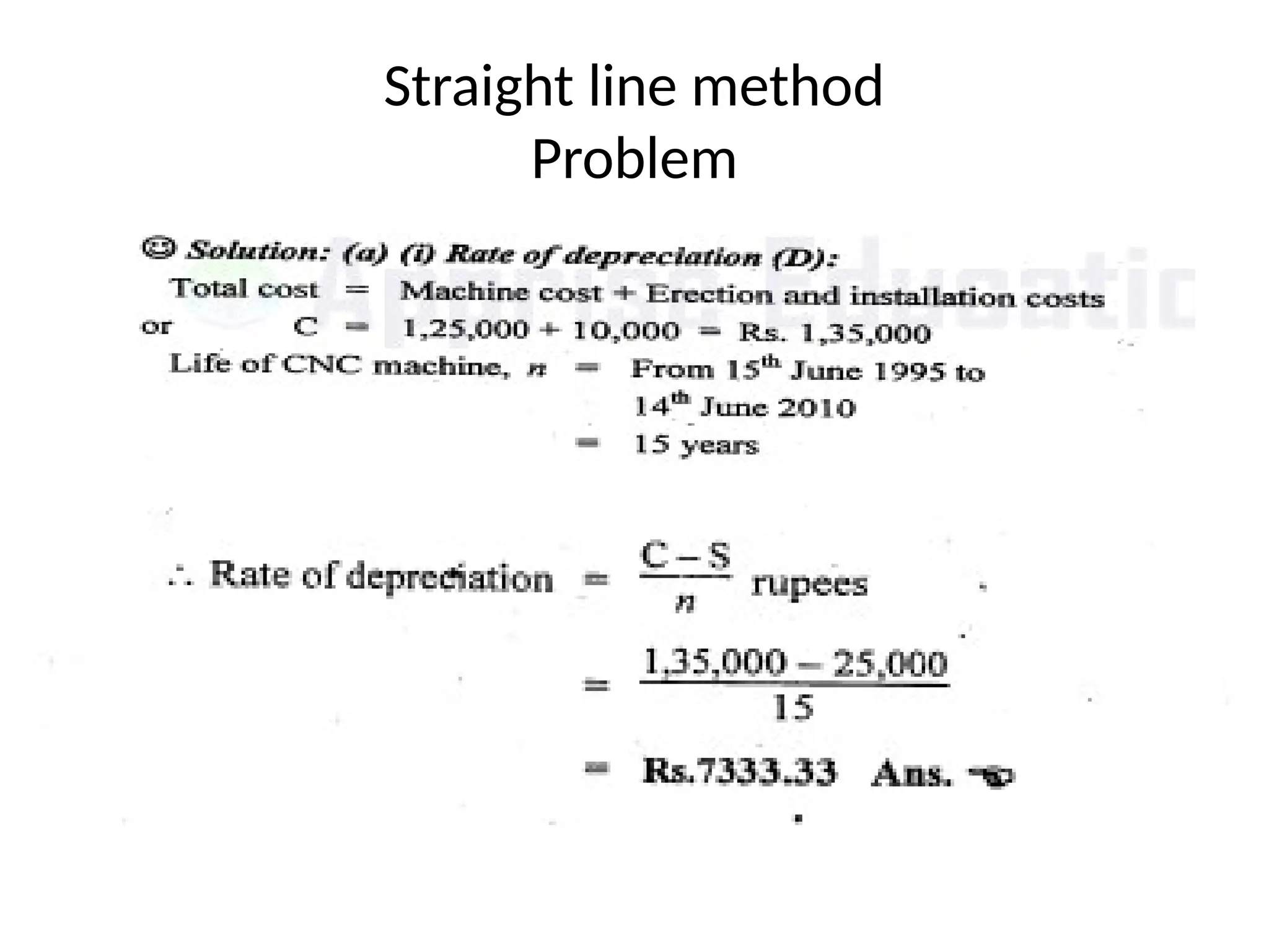 Straight line method
Problem
 