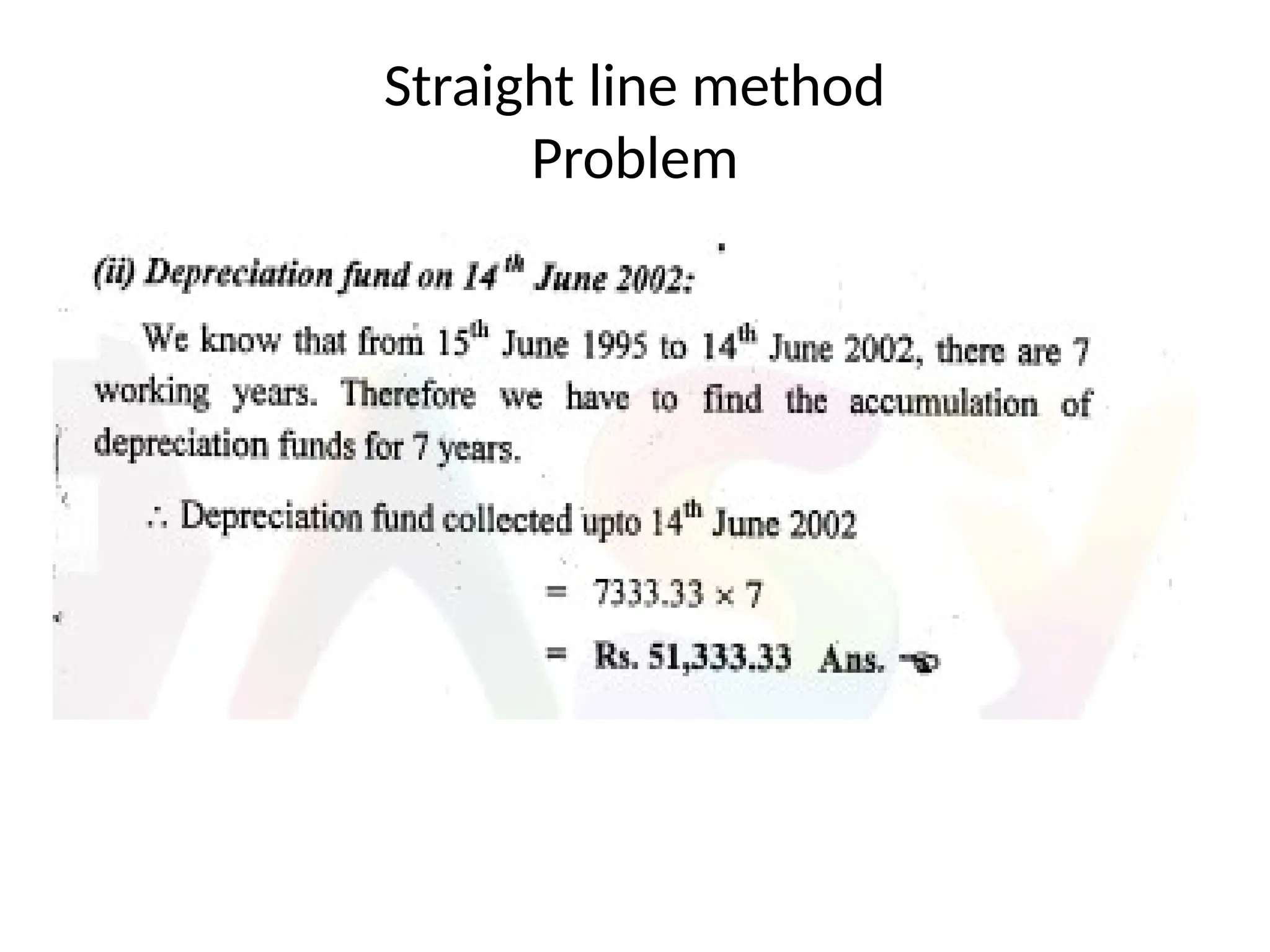 Straight line method
Problem
 
