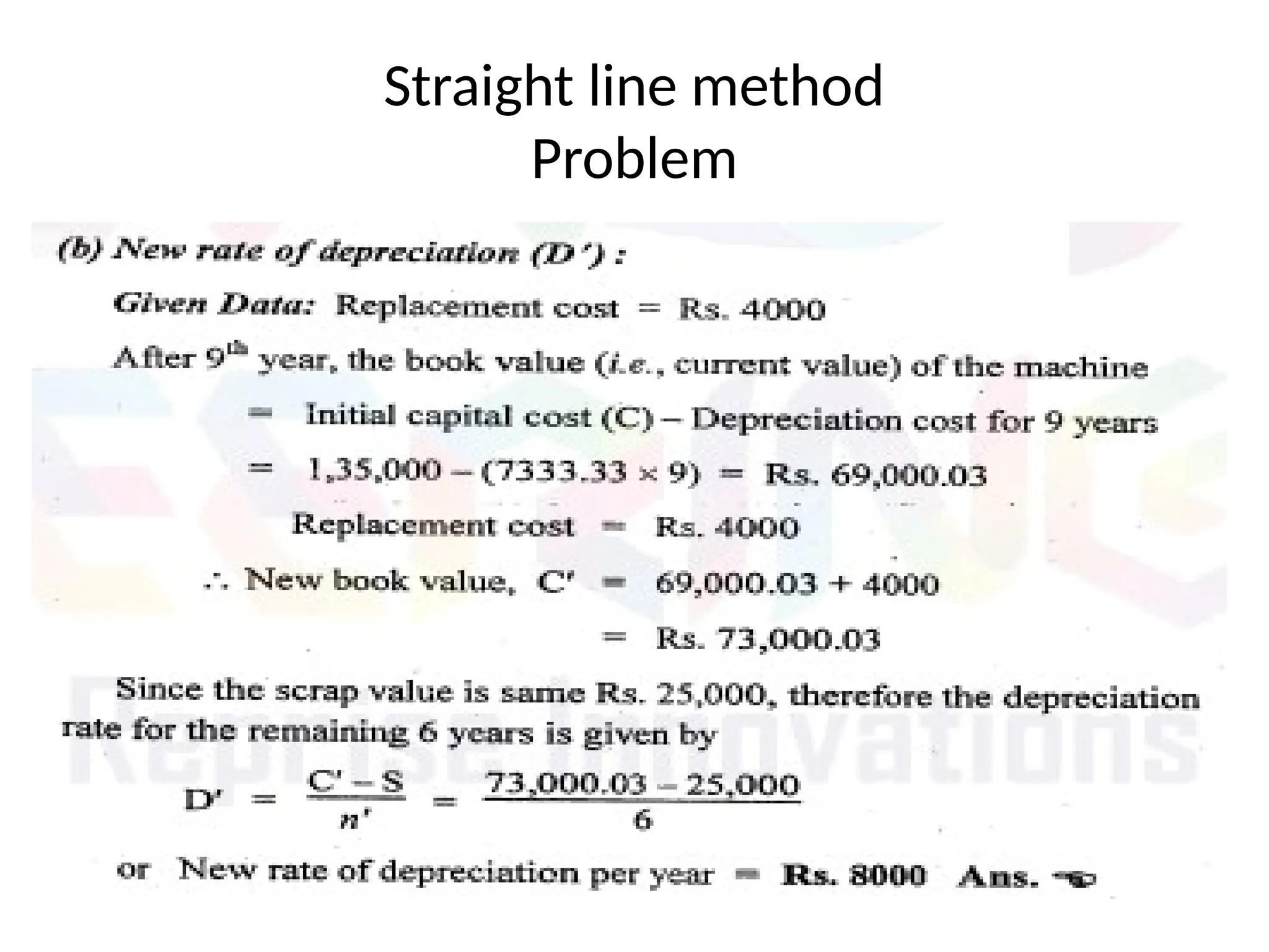 Straight line method
Problem
 