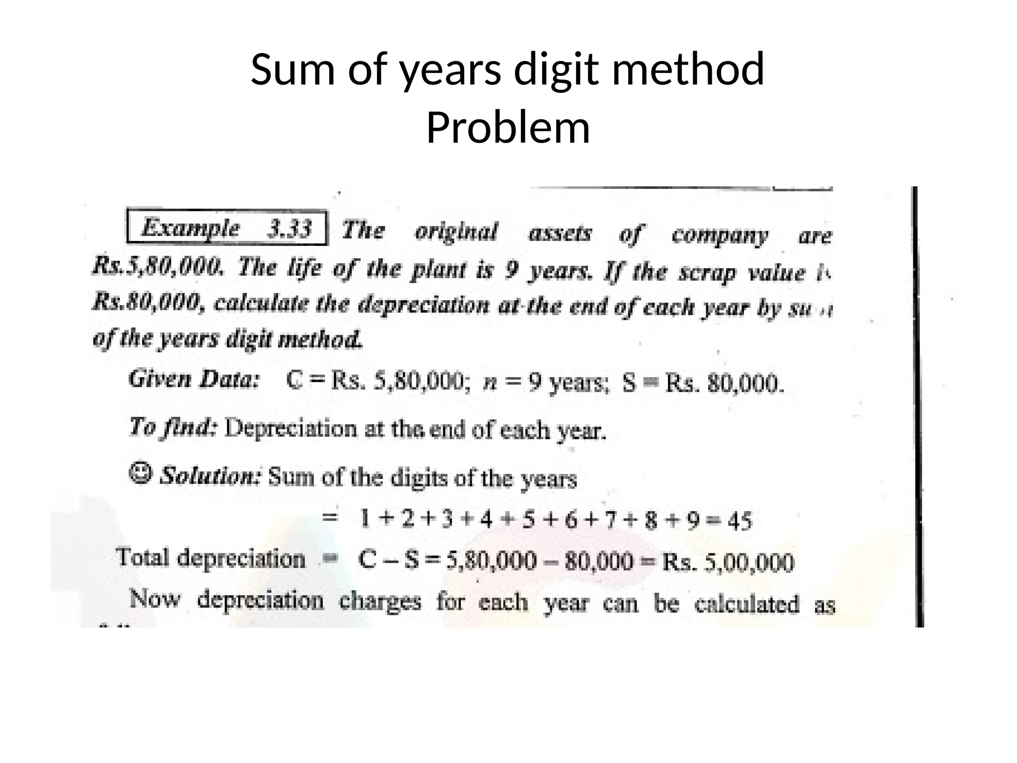 Sum of years digit method
Problem
 