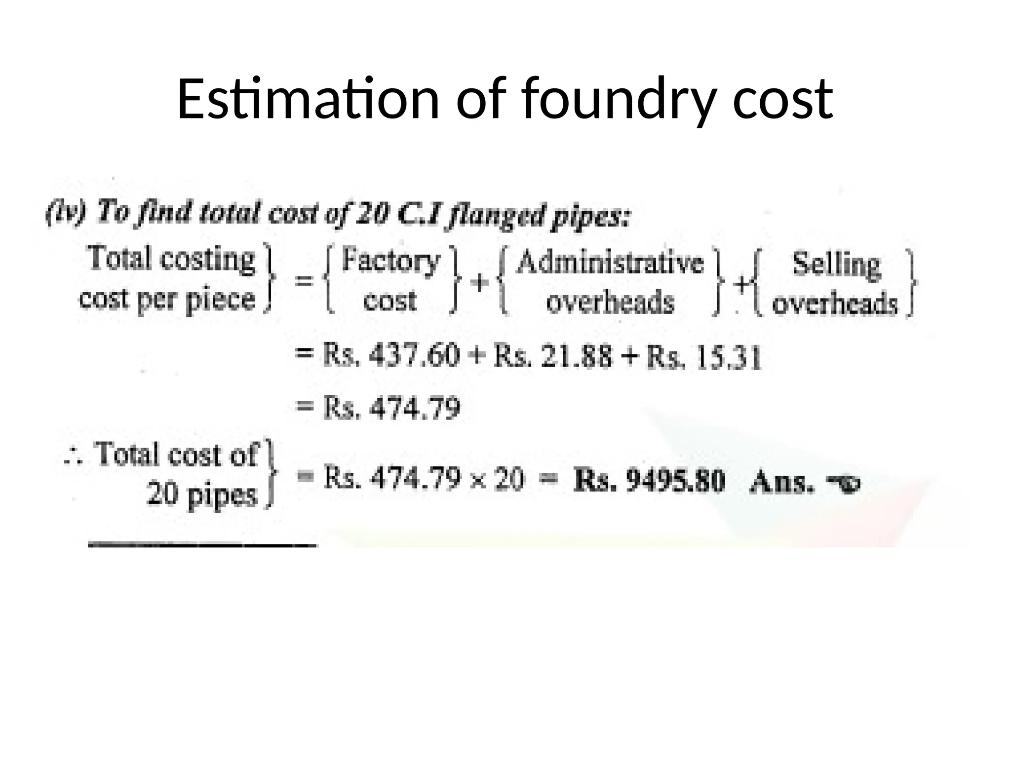 Estimation of foundry cost
 