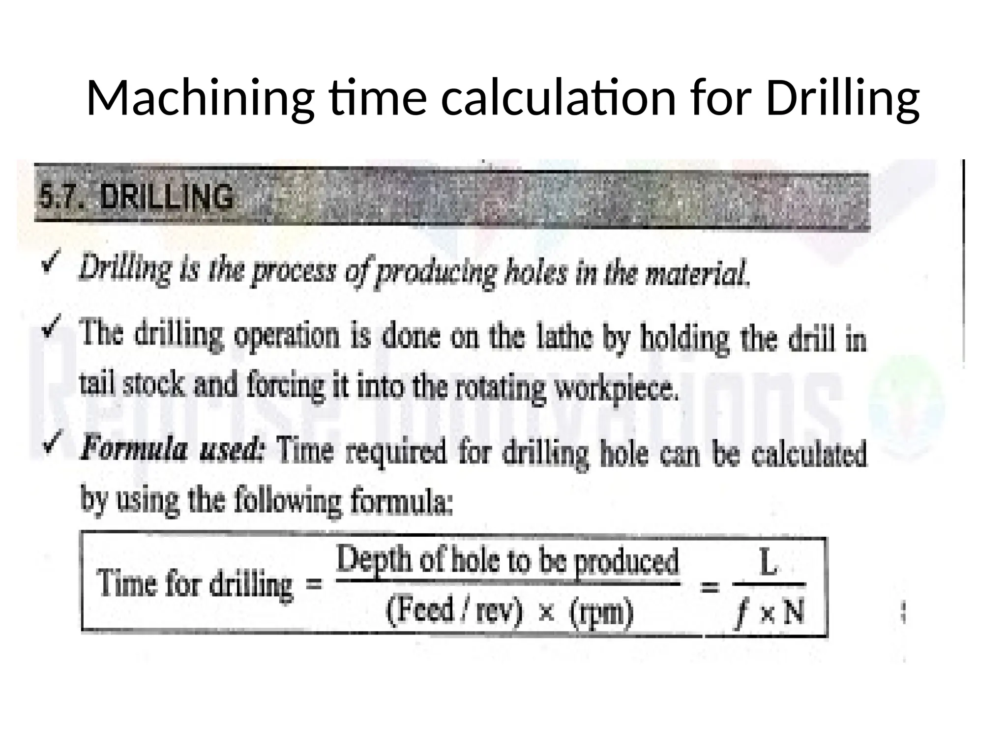 Machining time calculation for Drilling
 