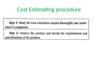 Cost Estimating procedure
 