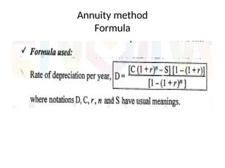 Annuity method
Formula
 