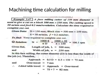 Machining time calculation for milling
 