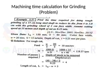 Machining time calculation for Grinding
(Problem)
 