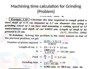 Machining time calculation for Grinding
(Problem)
 