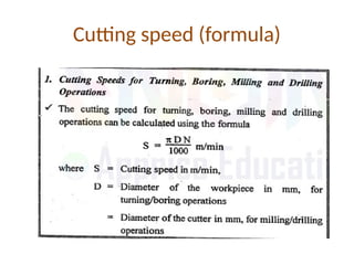 Cutting speed (formula)
 