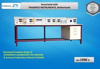 Associated with
TRADINCO INSTRUMENTS, Netherlands
-Developed Complete Range of
INTEGRATED CALIBRATION TEST BENCHES
& Universal Calibration Software CALMAN
Mid 1990 s
 