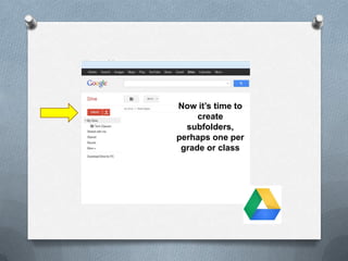 Now it’s time to
create
subfolders,
perhaps one per
grade or class
 
